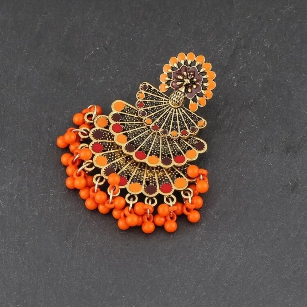 Peacock Decor Drop Jhumka Earrings - Picture 4 of 4